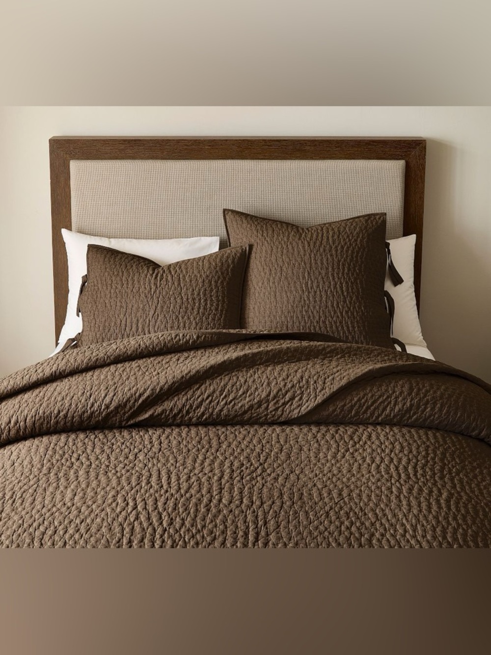 NWT Pottery Barn European Linen Waffle Standard Sham in Dark Chocolate